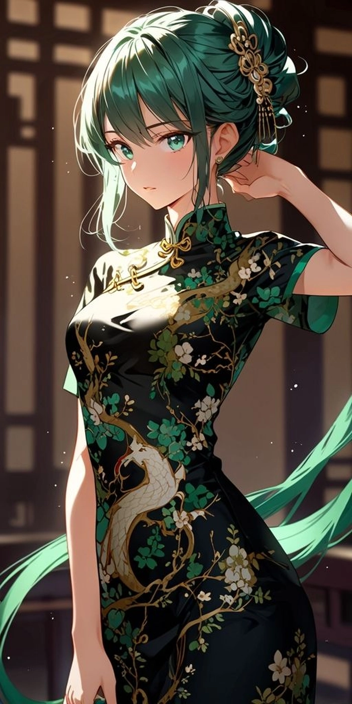 Ảnh anime chibi mau xanh la