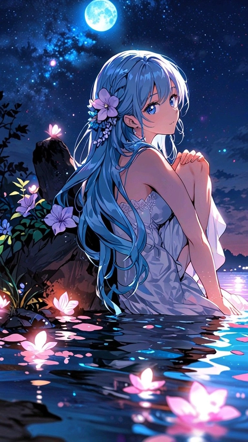 Ảnh anime toc xanh đẹp mê hồn