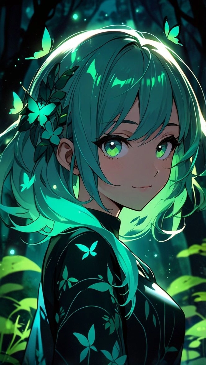 Ảnh anime xanh la nen toi