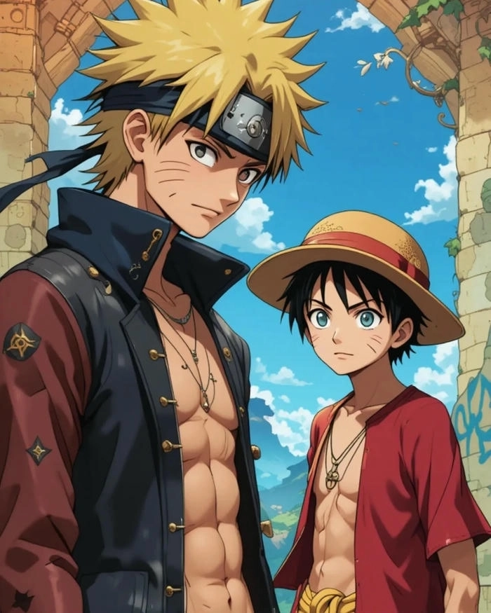 Ảnh fanart Naruto x Luffy