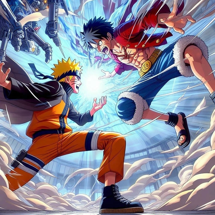 Ảnh nghe thuat Naruto x Luffy