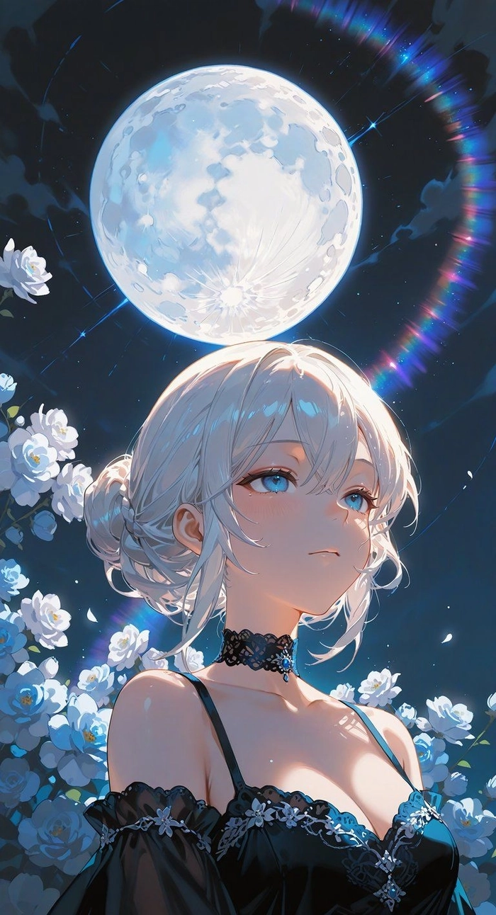 Anime nu toc trang bi an