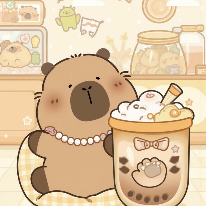 Bức ảnh capybara chibi nho xiu nhin muon om
