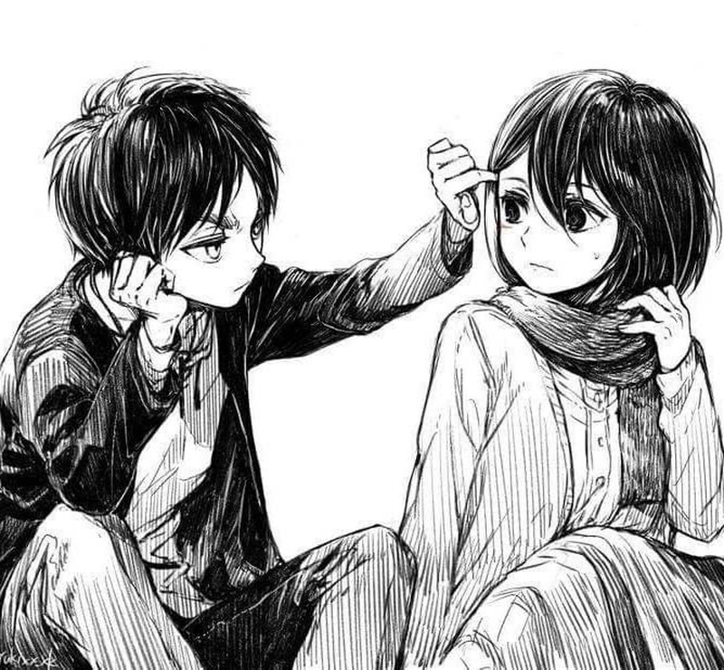 Mikasa va Eren cung nhau