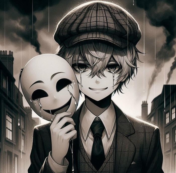 anh anime nam buon ánh nhìn khep kin