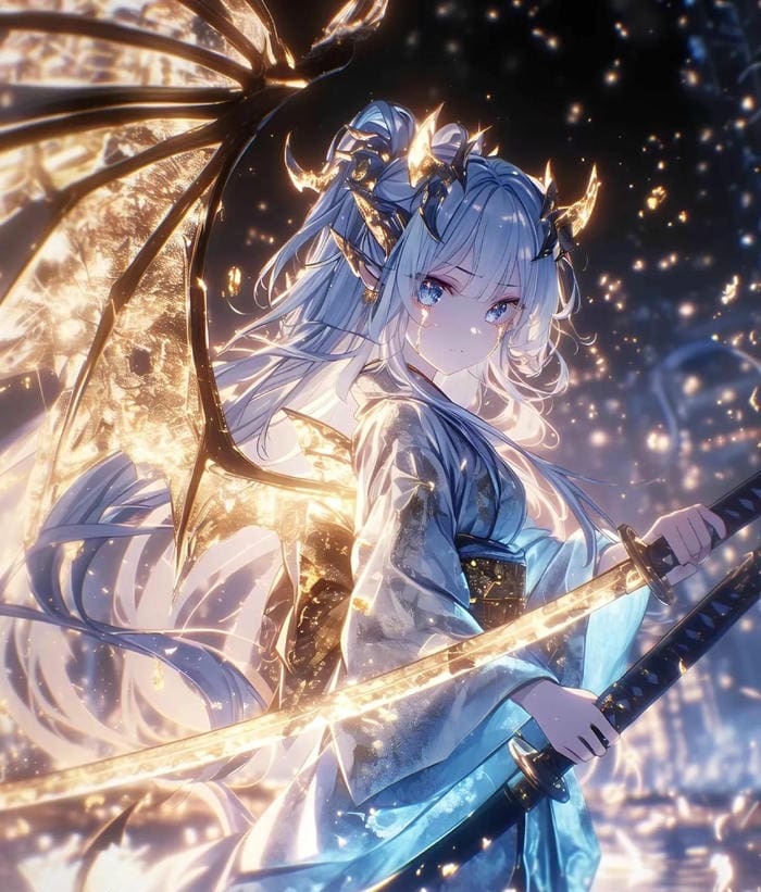 anh anime nu cầm kiếm dong tac san sang