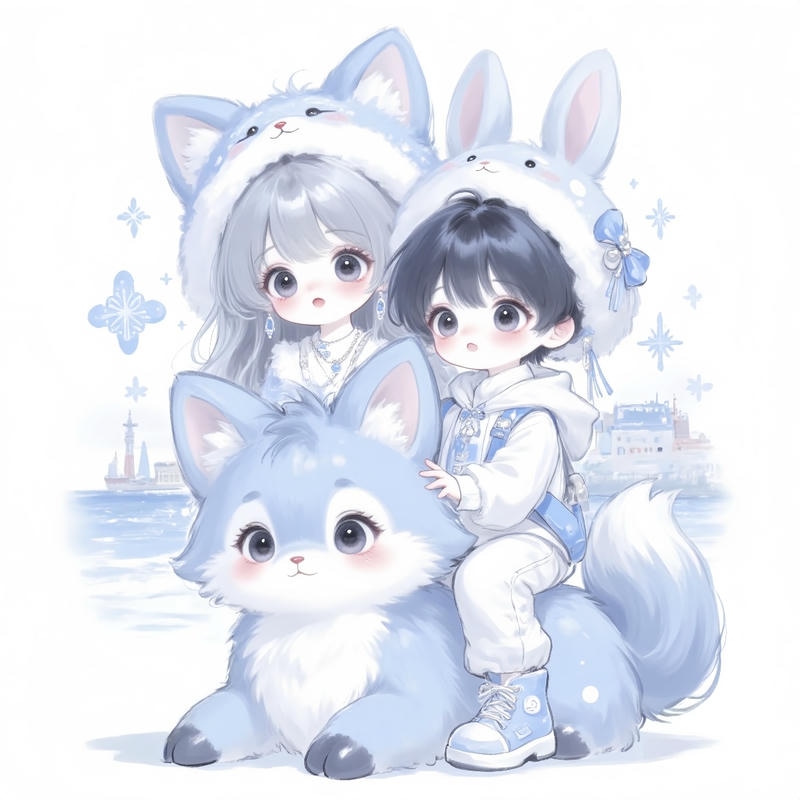 chibi cặp đôi phong cách hoạt hình de nhin