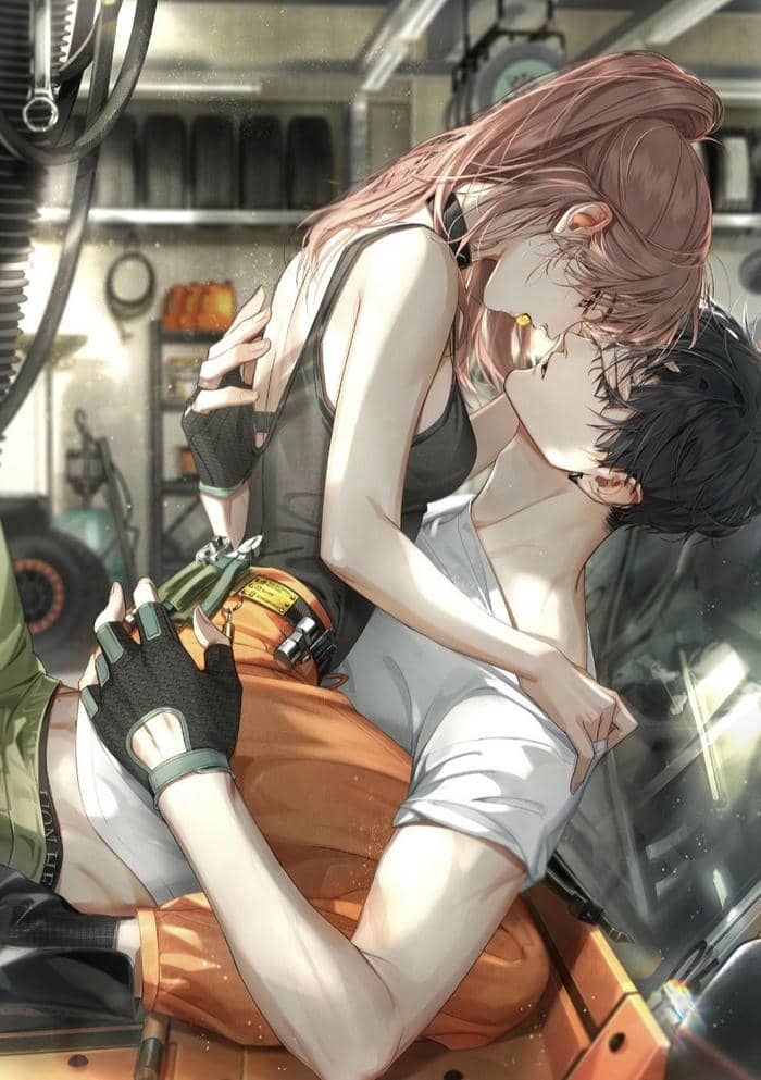 hình anime dễ thương lang man hôn nhau